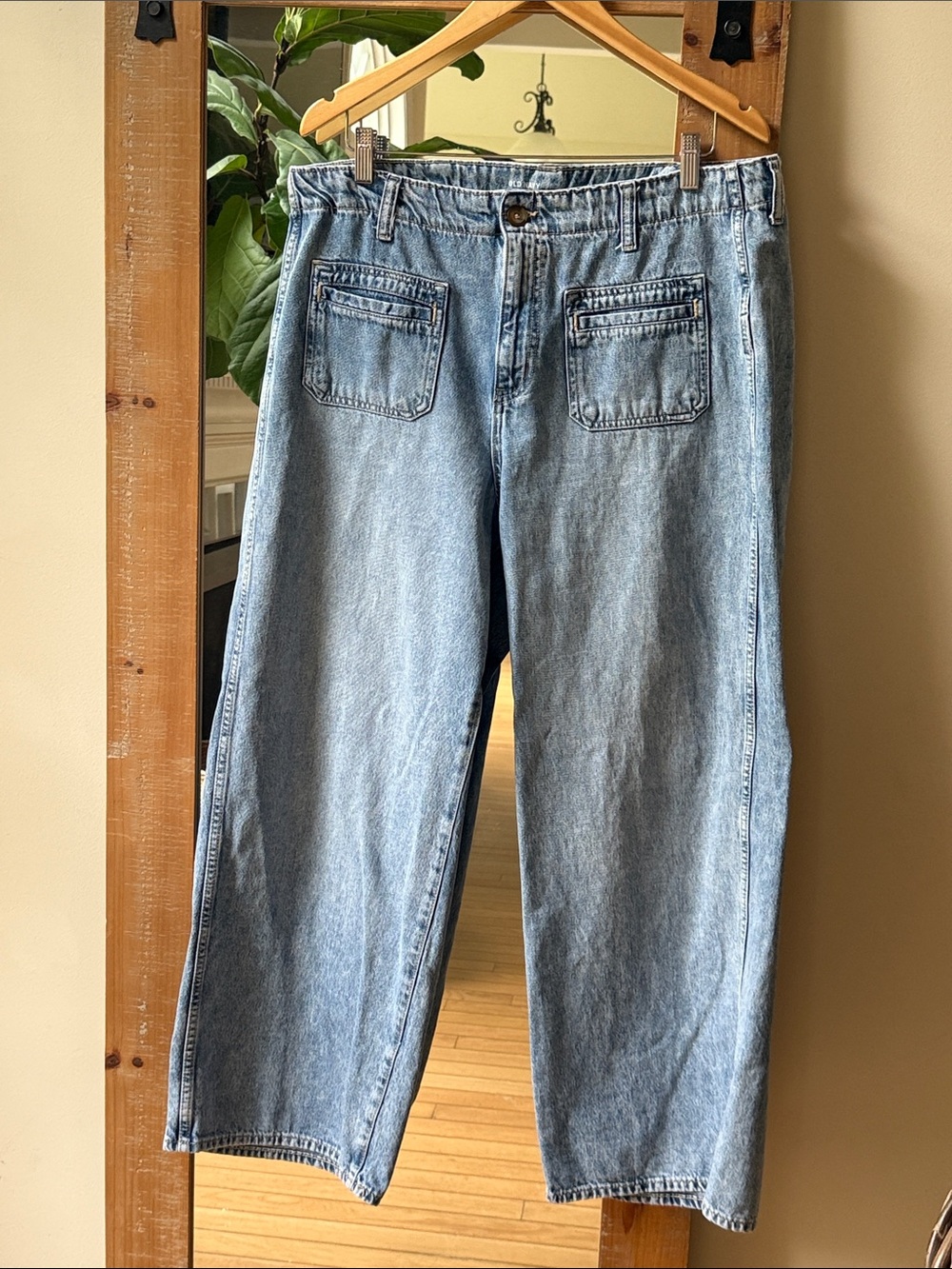 Old Navy Drapey Denim High Rise Baggy Wide Leg Jean Size 14
